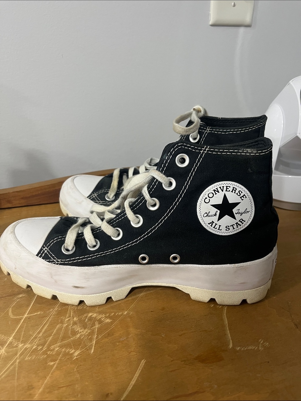 Converse Black High-Top Platform Sneakers with White Sole